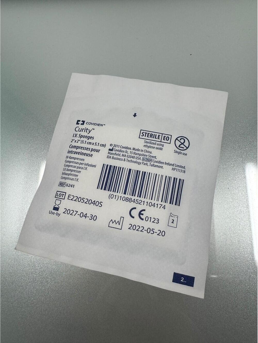 Covidien Curity IV Sponges 2x2 Sterile EO Gauze Dressing 6241 Pack of 10 Pieces